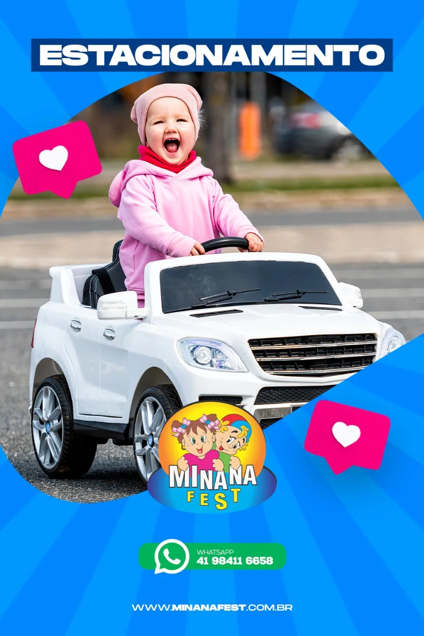 Informativo do estacionamento exclusivo do MinanaFest — salão de festas infantil com estacionamento próprio em Curitiba